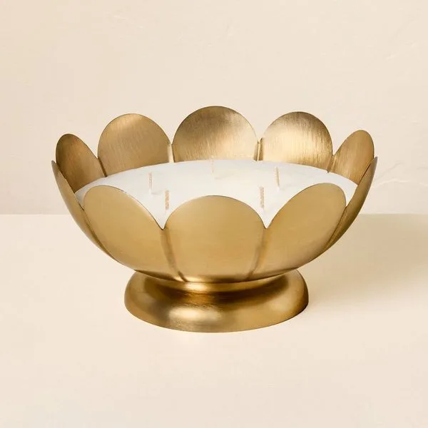 Scalloped Brass Cozy Cardamom Candle