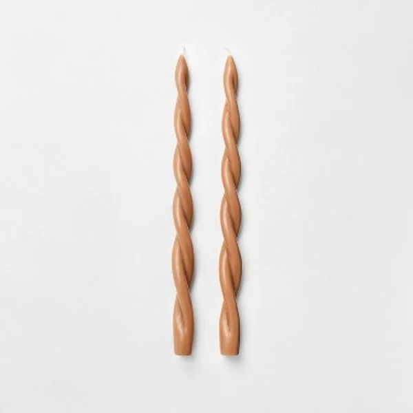 Twisted Taper Candles — Taupe