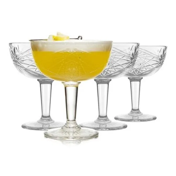 Hobstar Coupe Glasses — Set of 4