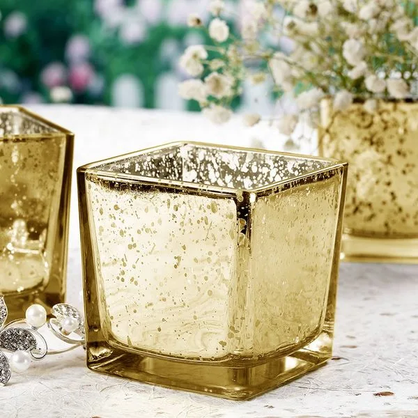 Gold Mercury Glass Votive Holders, 12 Pack