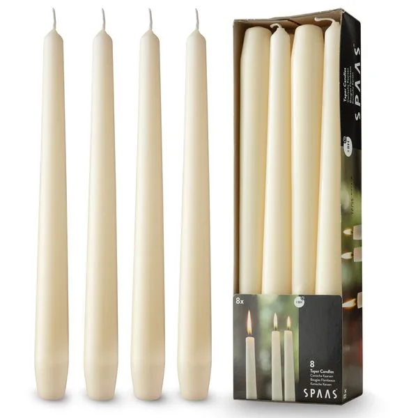 Ivory Taper Candles, 10 in, 8 Pack