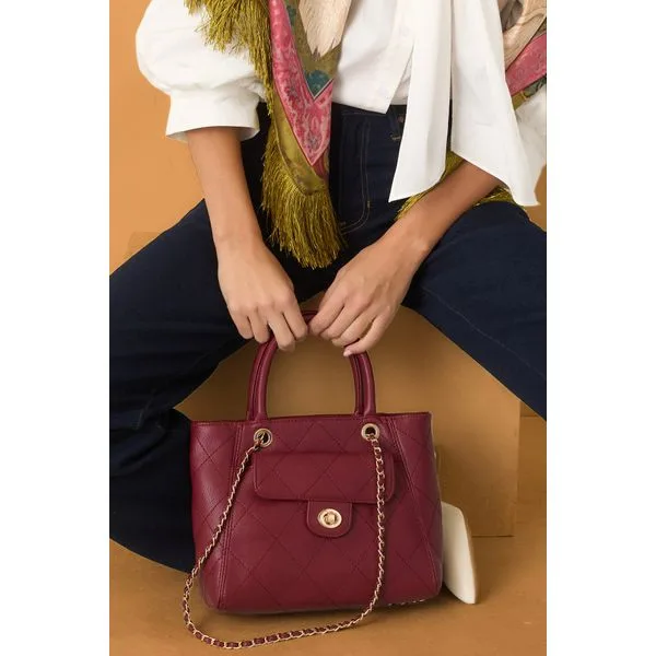 Let’s Make An Evening Of It Burgundy Quilted Chain Strap Bag