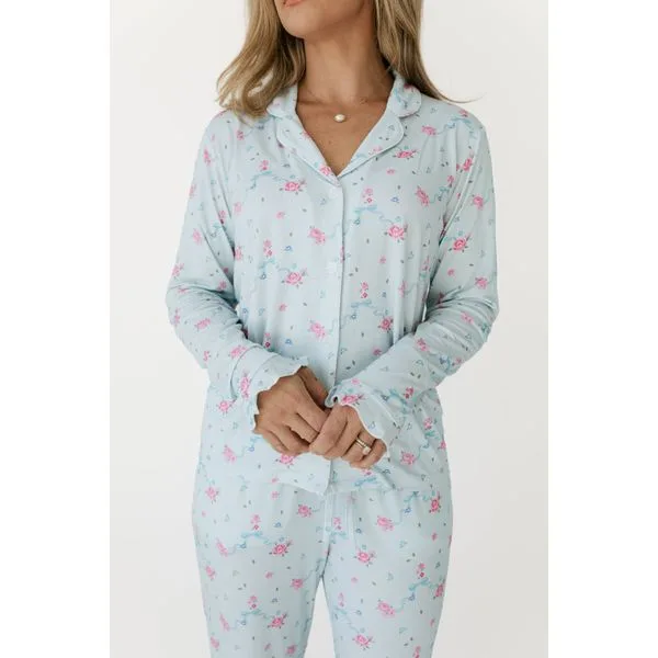 Blue Ella Long Sleeve Ruffle Set