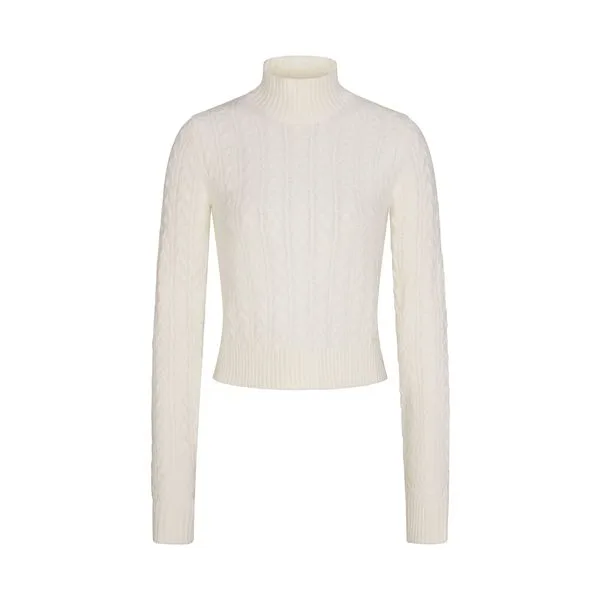 Sweater Knit Cable Turtleneck - Ivory