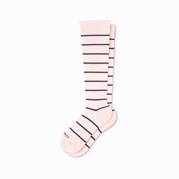 Knee-High Compression Socks - Stripes Rose/Navy