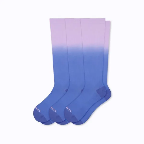 Knee-High Socks — 3-Pack — Lavender / Blue Ombré