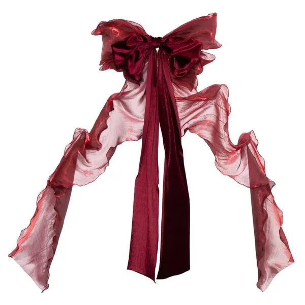 Red Jumbo Satin Christmas Tree Topper Bow, 19"x68"