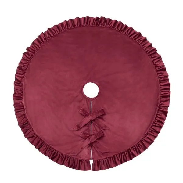 Ruffle Red Velvet Christmas Tree Skirt, 60"