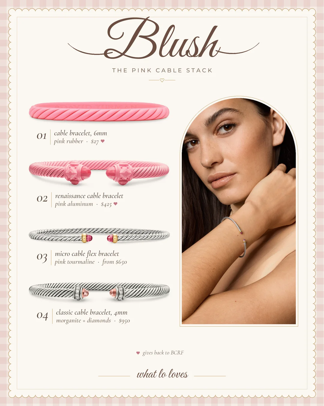 Blush: David Yurman pink cable bracelet edit