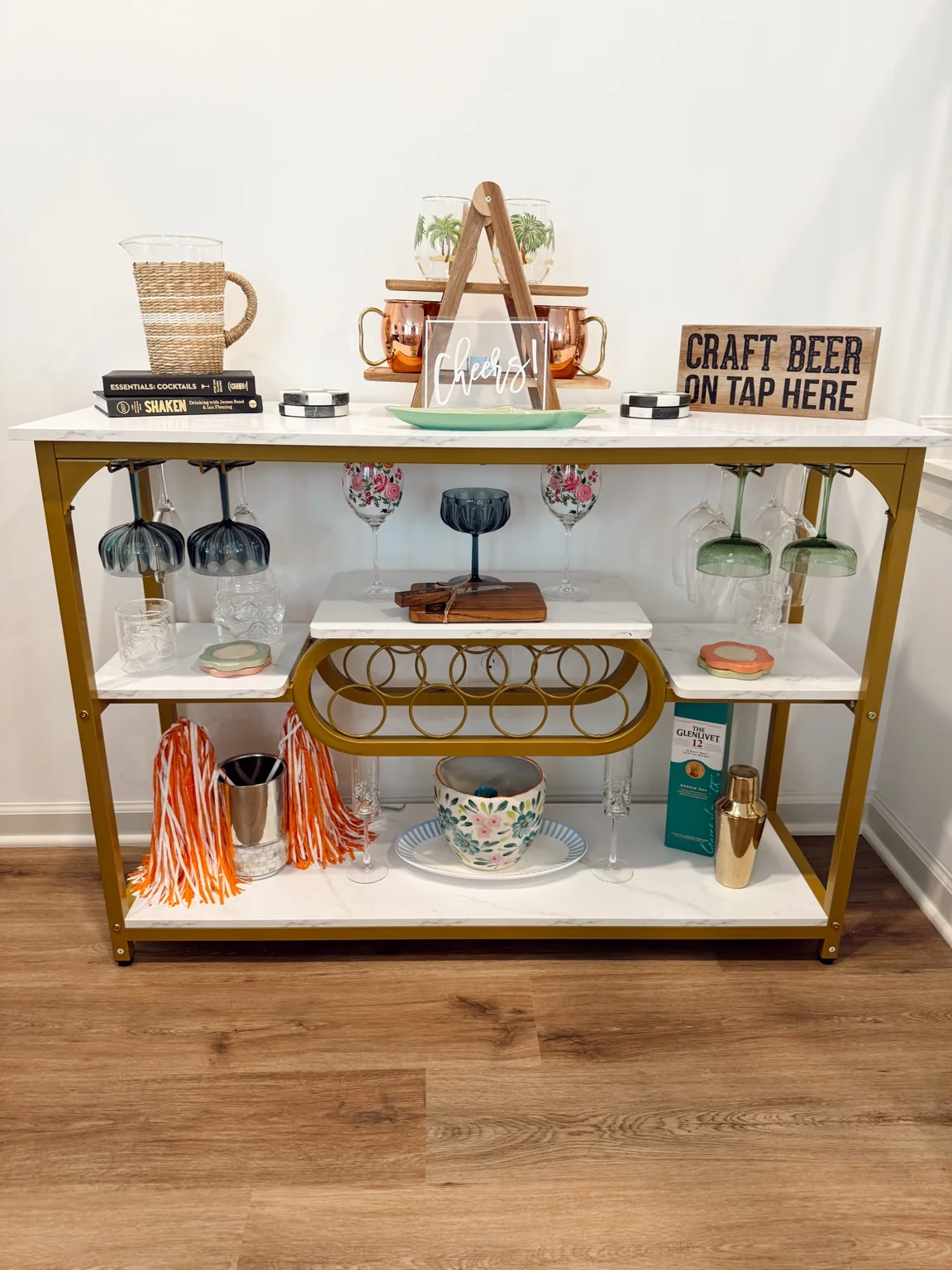 Lo’s own bar cart styled for Tennessee game day