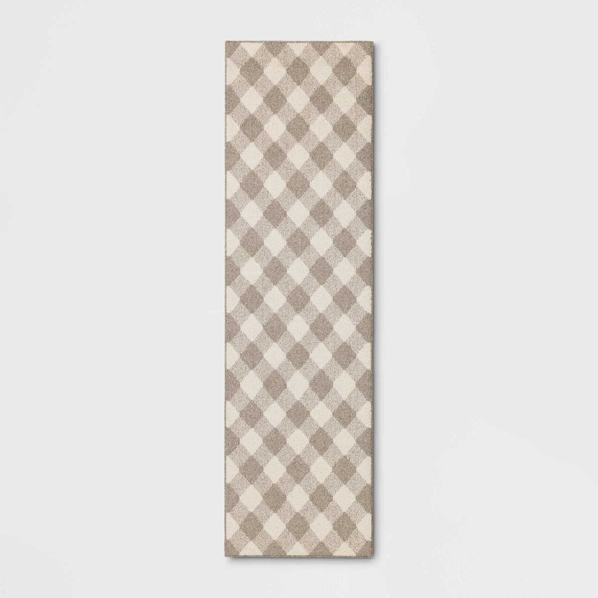 Gingham Washable Runner Rug, 2′4″ × 7′