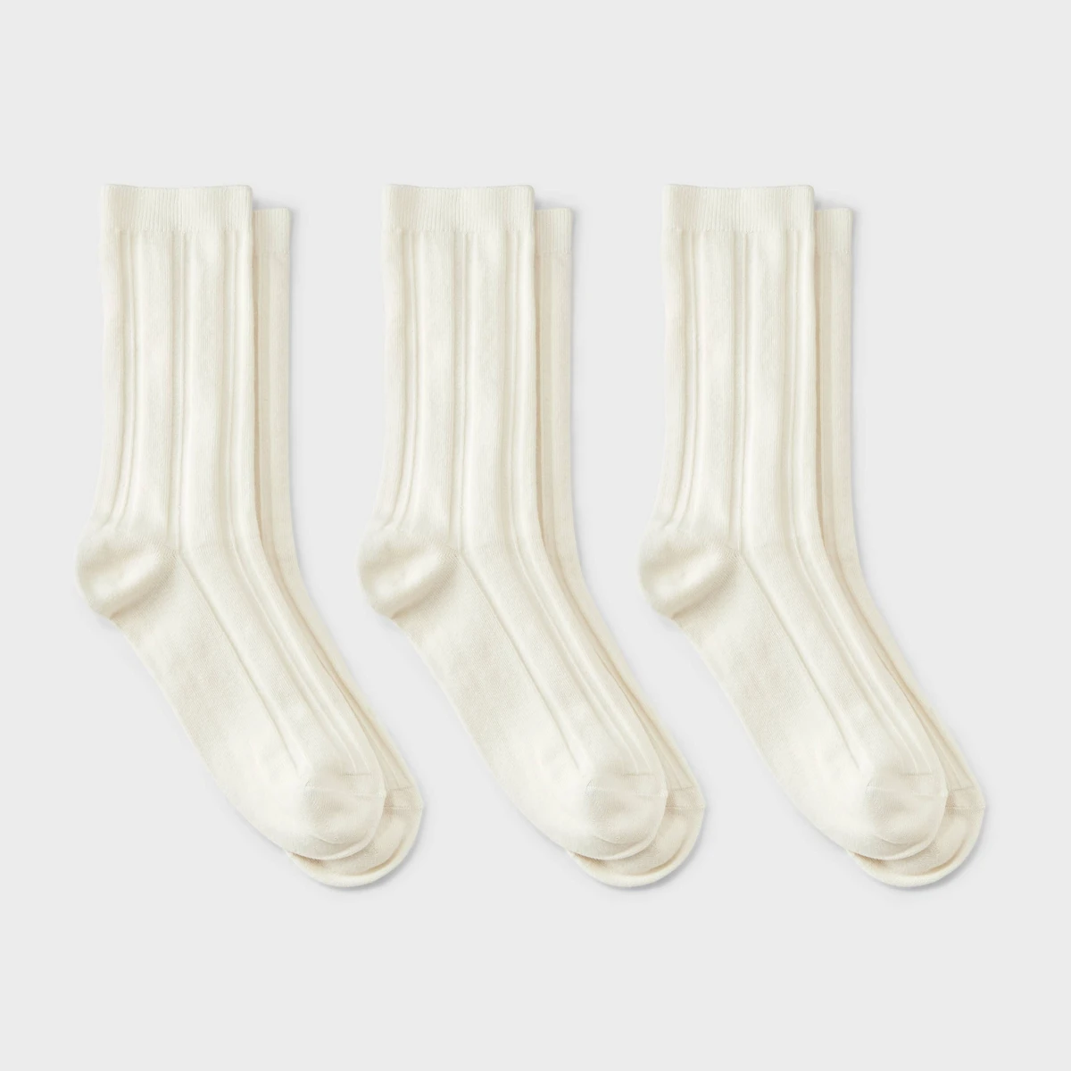 Wide Rib Crew Socks, 3 Pack